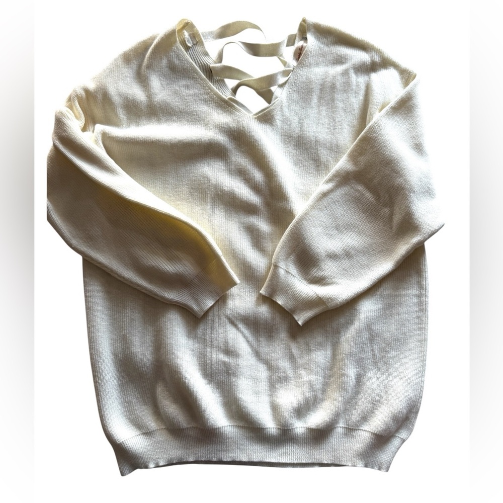 Simply Couture Winter White Cross Back Sweater- LG